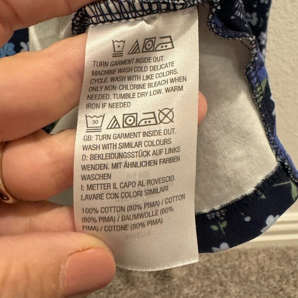 Isaac Mizrahi Live Printed Pima Cotton V-Neck 3/4-Sleeve Top Floral Blue, Size M - Picture 4 of 7